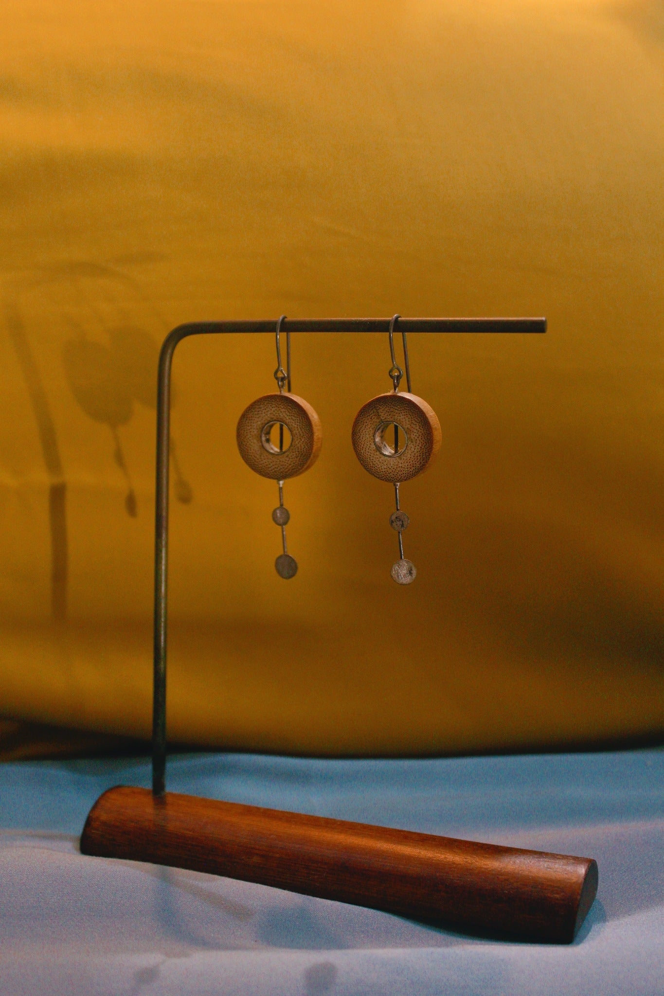 Bamboo Handcrafted Earrings - Silver Sun
