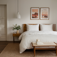White stripes jacquard bamboo bedding set