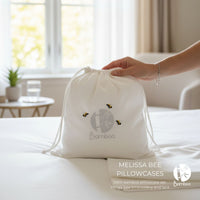MELISSA - Honey Bee Embroidery and Lace- Bamboo Pillowcases 2 Piece Set