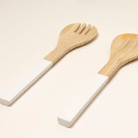 Bamboa Servo Bamboo Salad Utensils White