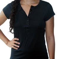 Bamboa Clothes Bamboo Ladies Round Neck T-Shirt Black