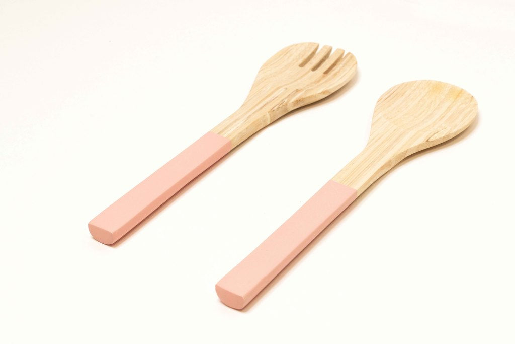 Bamboa Servo Bamboo Salad Utensils Flamingo