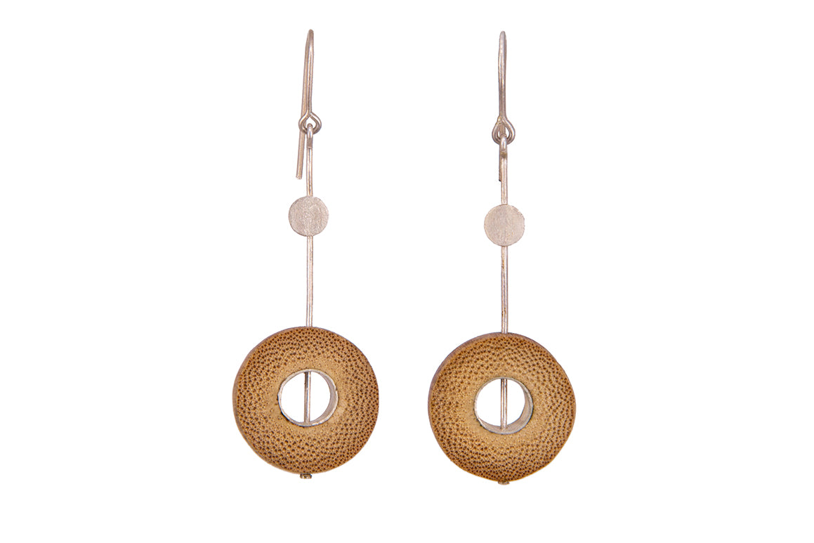 Bamboo Handcrafted Earrings - Silver Sun