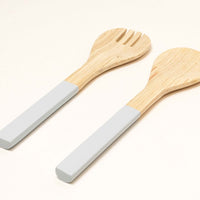 Bamboa Servo Bamboo Salad Utensils White