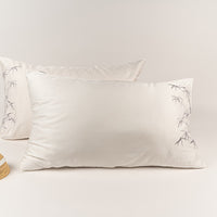 SILKY BLISS - Bamboo Pillow Case Set White Bamboo Leaf