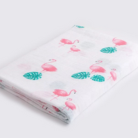 Bamboa Muslin swaddle cloth flamingo