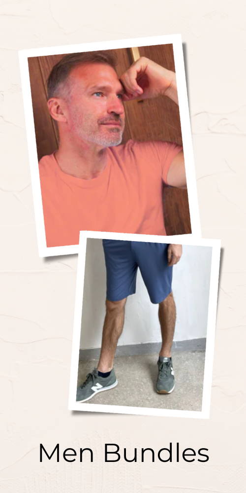 Coral T-Shirt + Blue Short Bundle