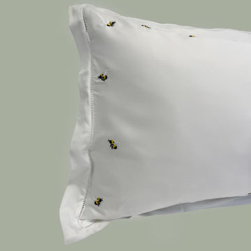 MELISSA - Honey Bee Embroidery and Lace- Bamboo Pillowcases (Set of 2)