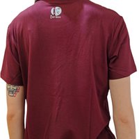 Unisex T in Bordeaux back logo (female) 