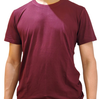 Unisex T in Bordeaux (male model) 