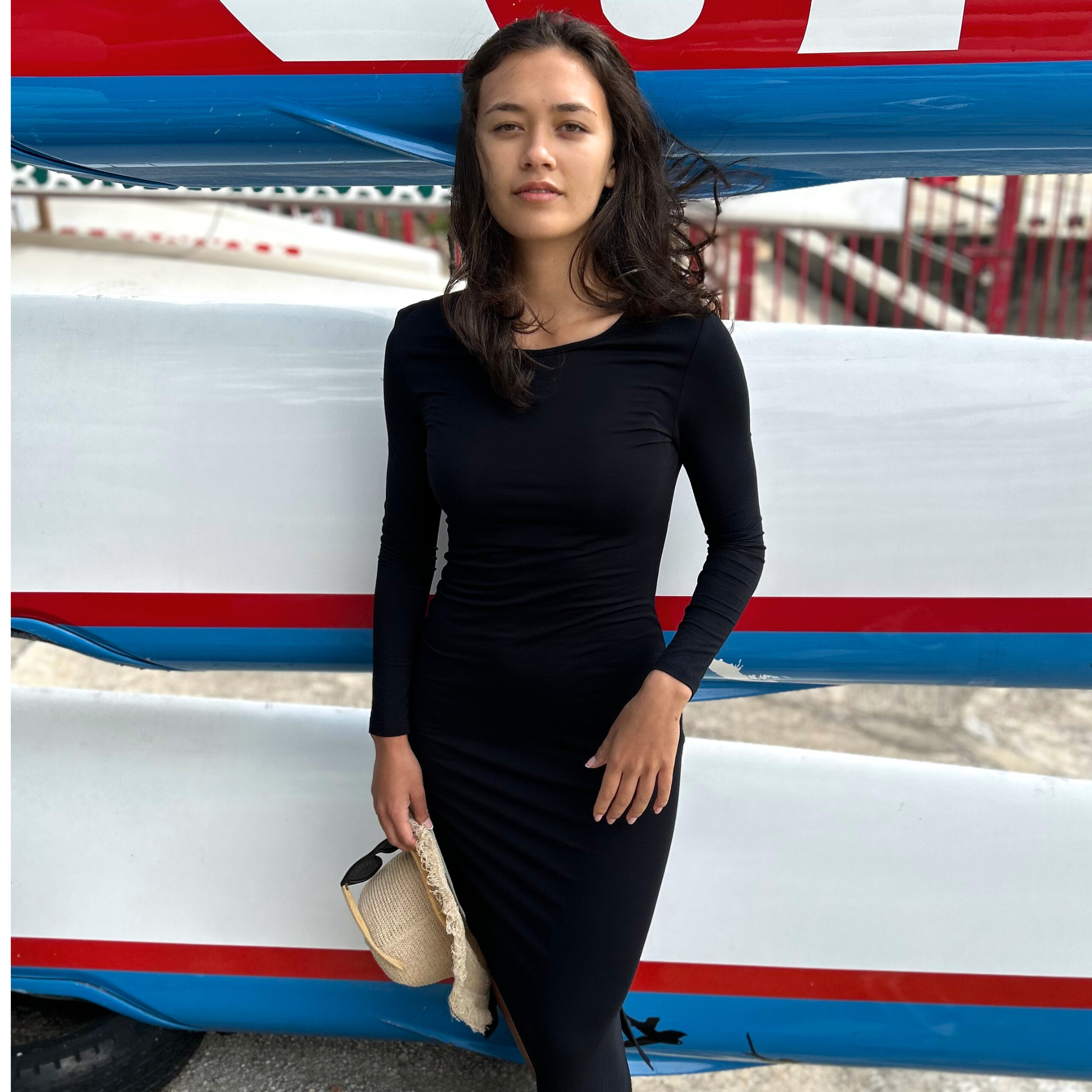 LULU Bamboo Jersey Long Black Dress