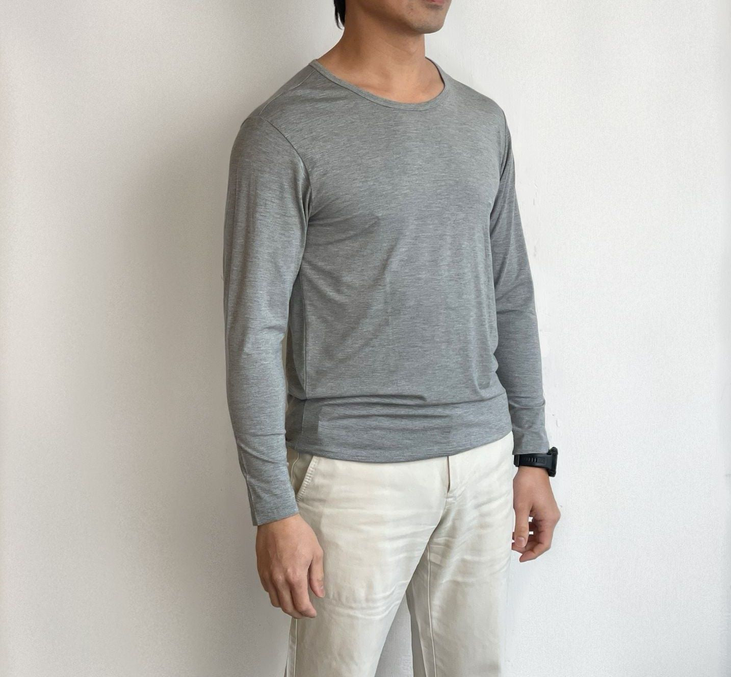 Bamboa Men's Bamboo Round Neck Long Sleeve Tee