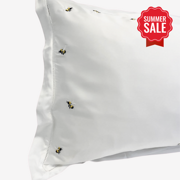 MELISSA - Honey Bee Embroidery and Lace- Bamboo Pillowcases 2 Piece Set