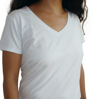 Bamboa Fashion Bamboo Ladies V Neck T-Shirt White