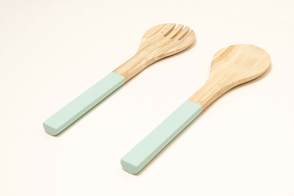 Bamboa Servo Bamboo Salad Utensils Mint 