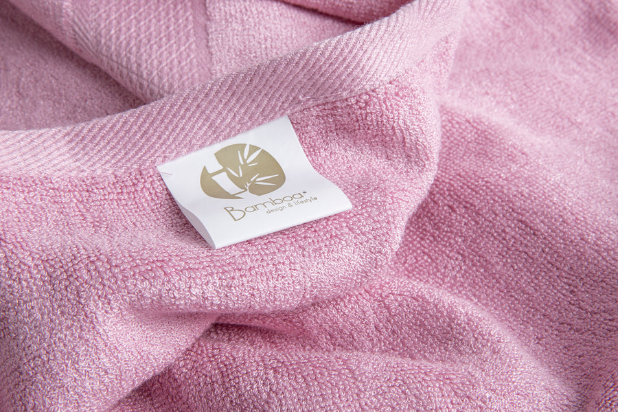 Bamboa towels made of 100% bamboo for an eco-firendly and organic home. Available in rose color.