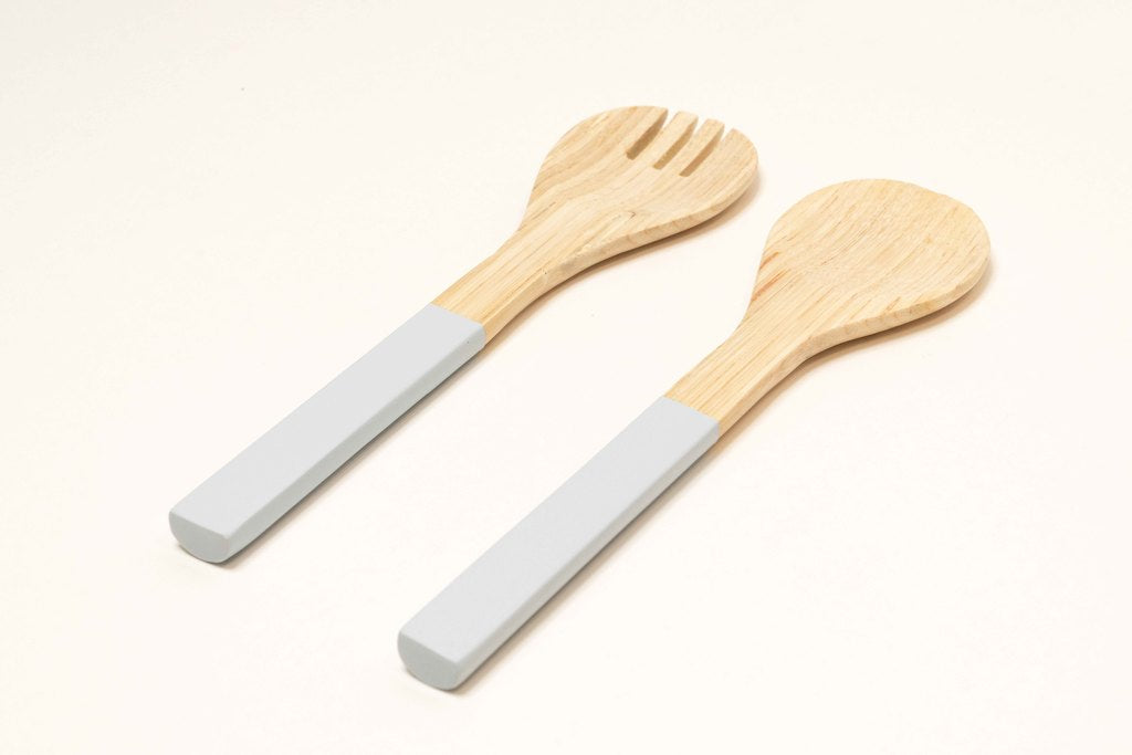 Bamboa Servo Bamboo Salad Utensils White