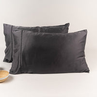 SILKY BLISS - Bamboo Pillow Case Set Charcoal Grey