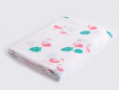 Bamboa Muslin swaddle cloth flamingo