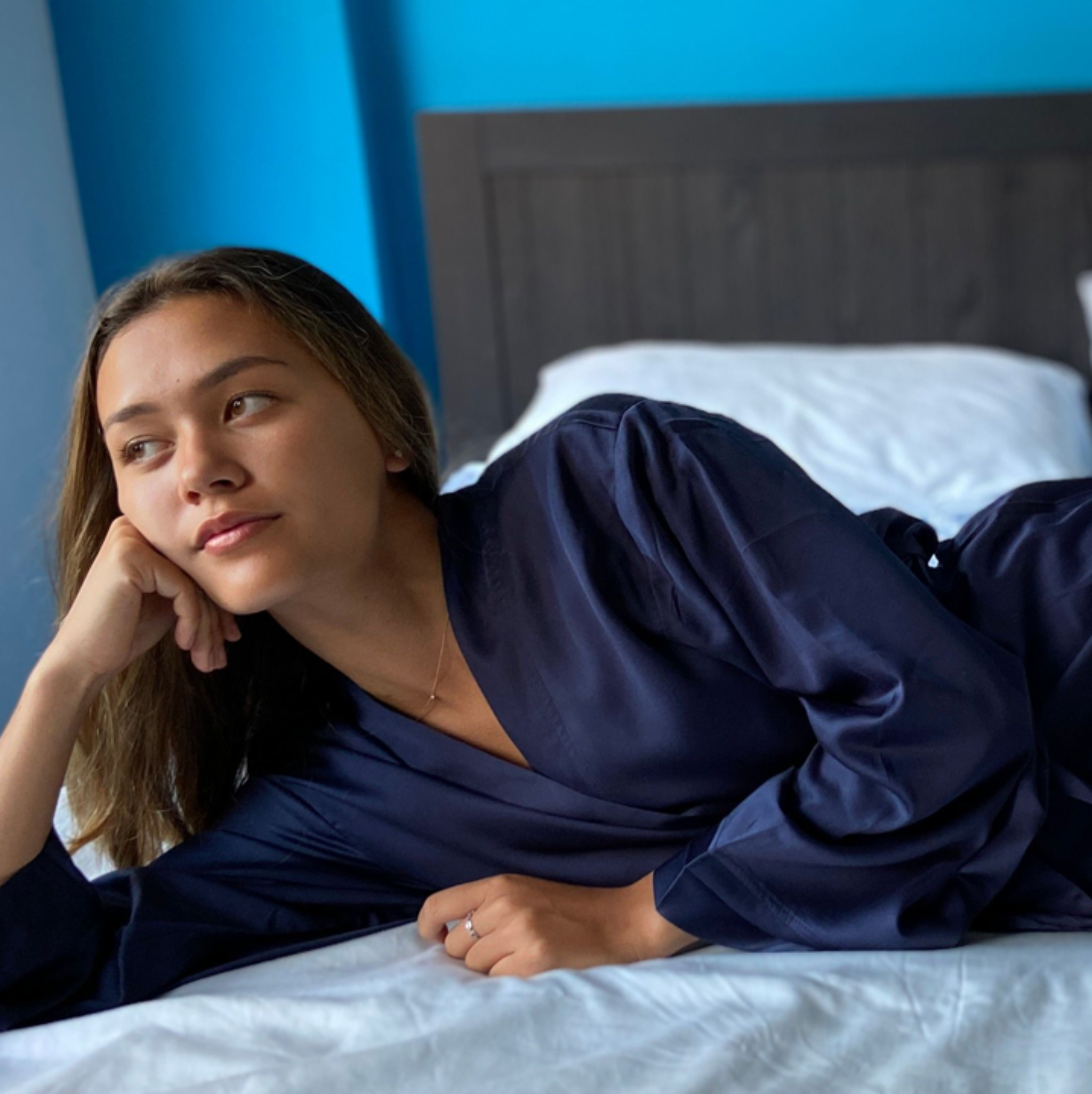 Bamboa Silky Bliss Bamboo Fiber Women's Robe Blue